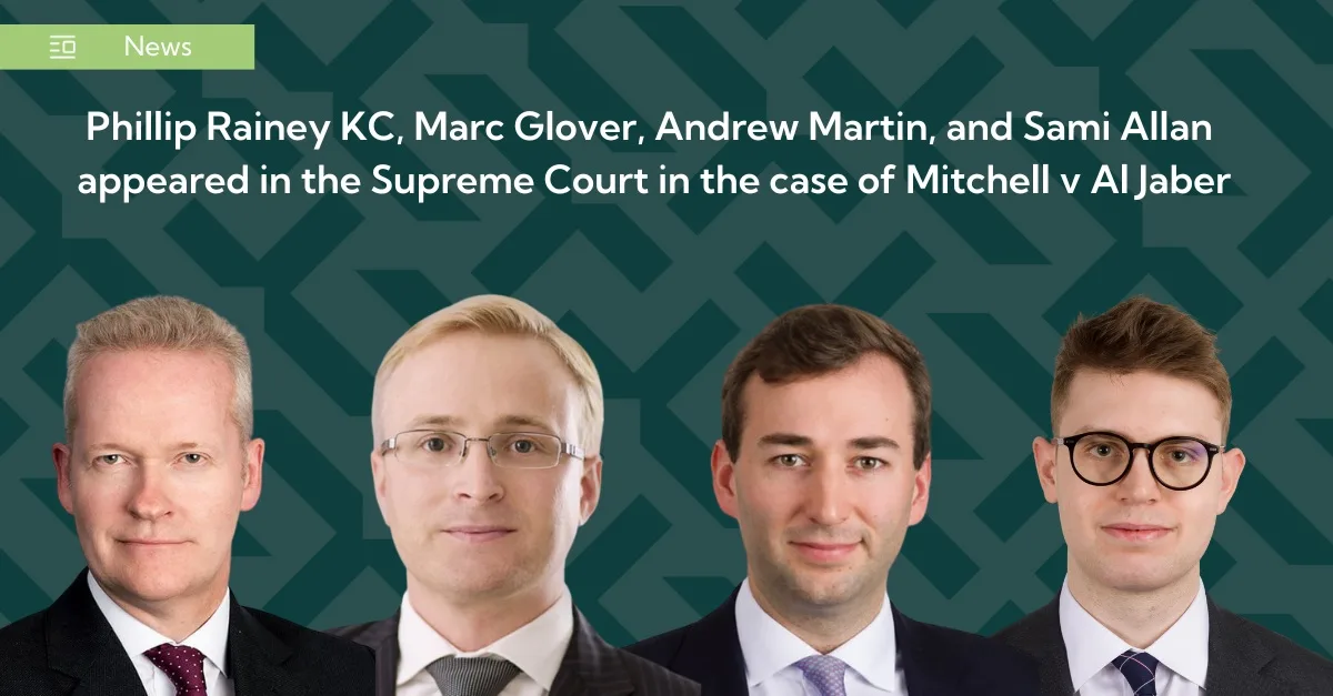 Phillip Rainey KC, Marc Glover, Andrew Martin, and Sami Allan appeared in the Supreme Court