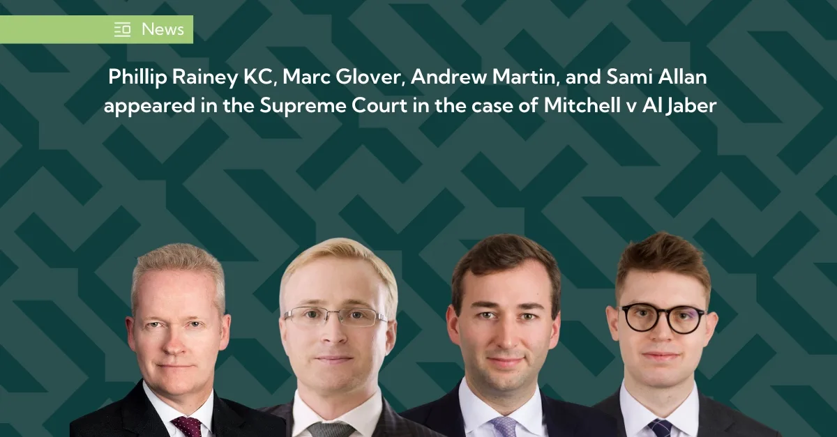 Phillip Rainey KC, Marc Glover, Andrew Martin, and Sami Allan appeared in the Supreme Court