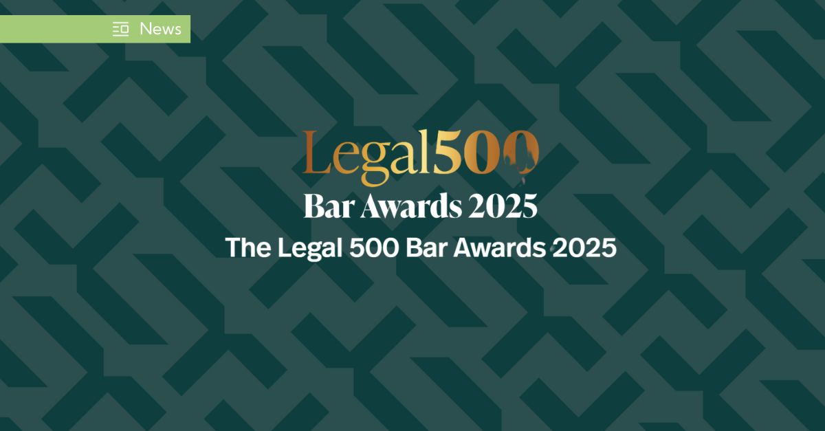 Tanfield shortlisted for Property Chambers of the Year, Property Silk of the Year and Property Junior of the Year at Legal 500 Bar Awards