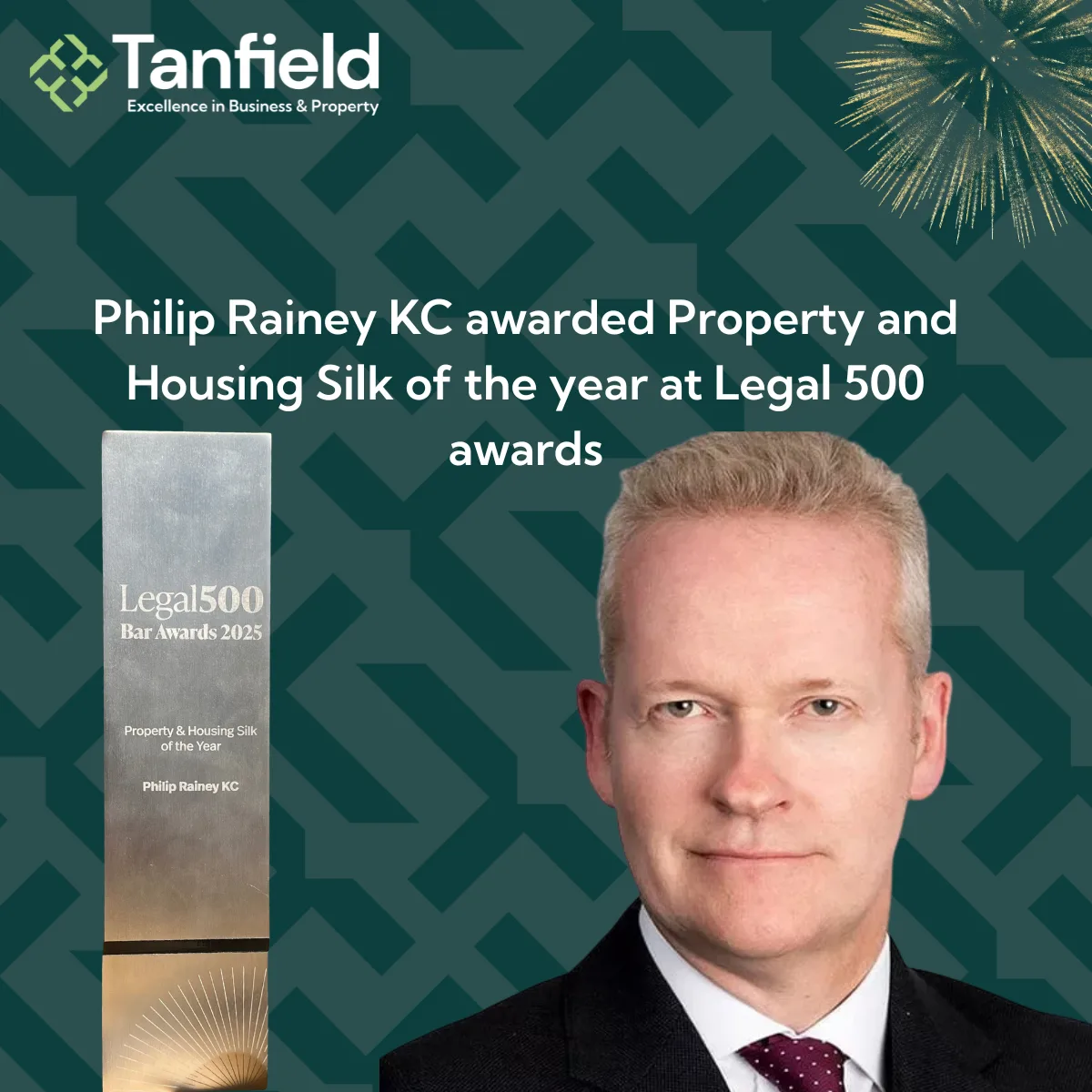Philip Rainey KC wins Property and Housing Silk of the year at The Legal 500 Bar Awards
