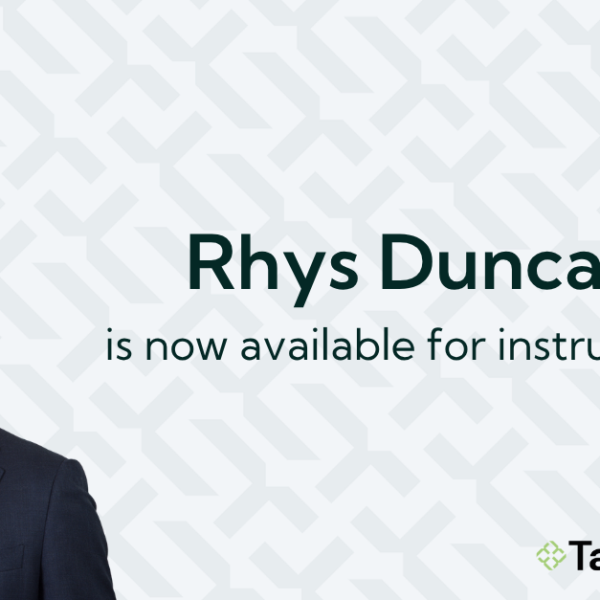 Rhys Duncan is now available to take on instructions