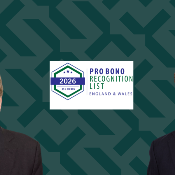 Martin Young and Hugh Rowan mentioned in Pro Bono Recognition List 2026